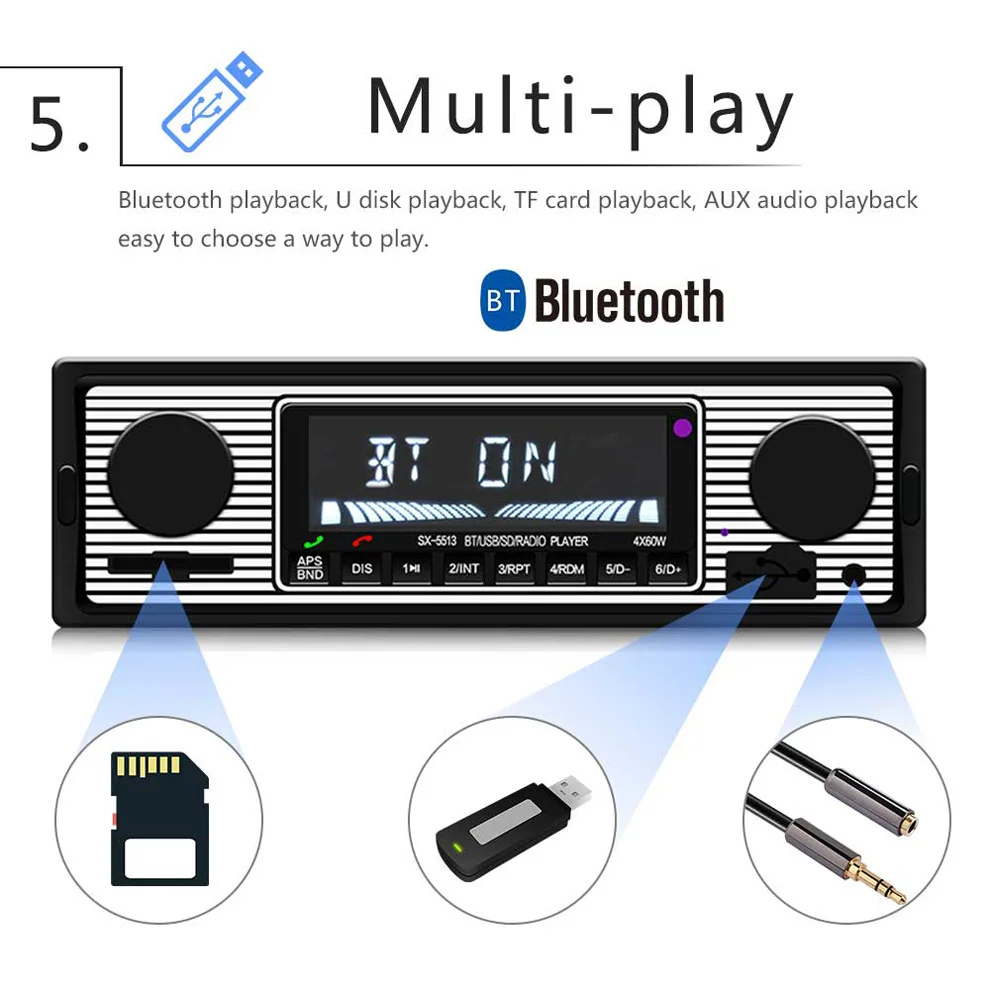 Автомобильный радиоприемник 1Din mp3 плеер стерео Bluetooth громкая связь FM SD USB Udisk AUX с