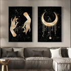 Небесный плакат Луна абстрактный минимализм ведьма ручная работа холст картина для гостиной галерея Бохо Декор стены искусства картины