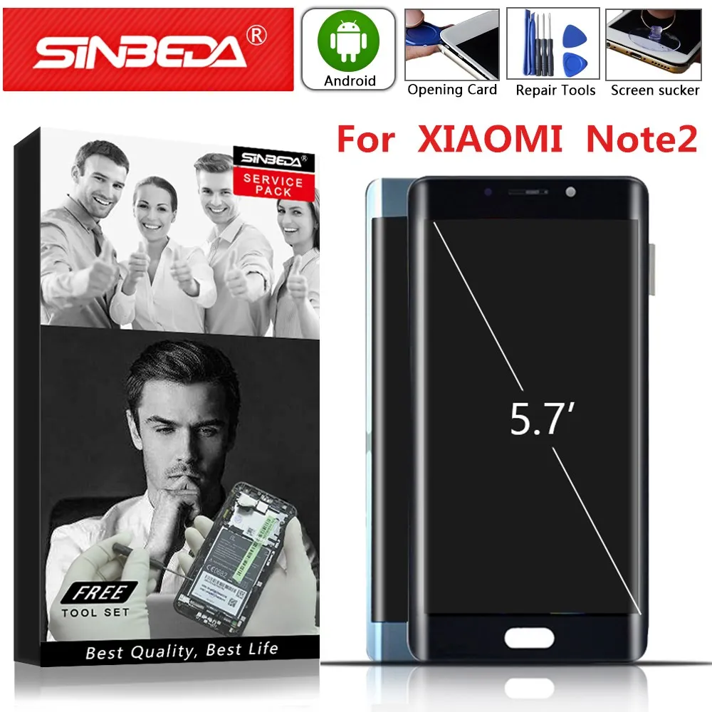 AMOLED 5 7 &quotоригинальный для XIAOMI Note 2 дисплей ЖК дигитайзер сенсорный экран с рамкой