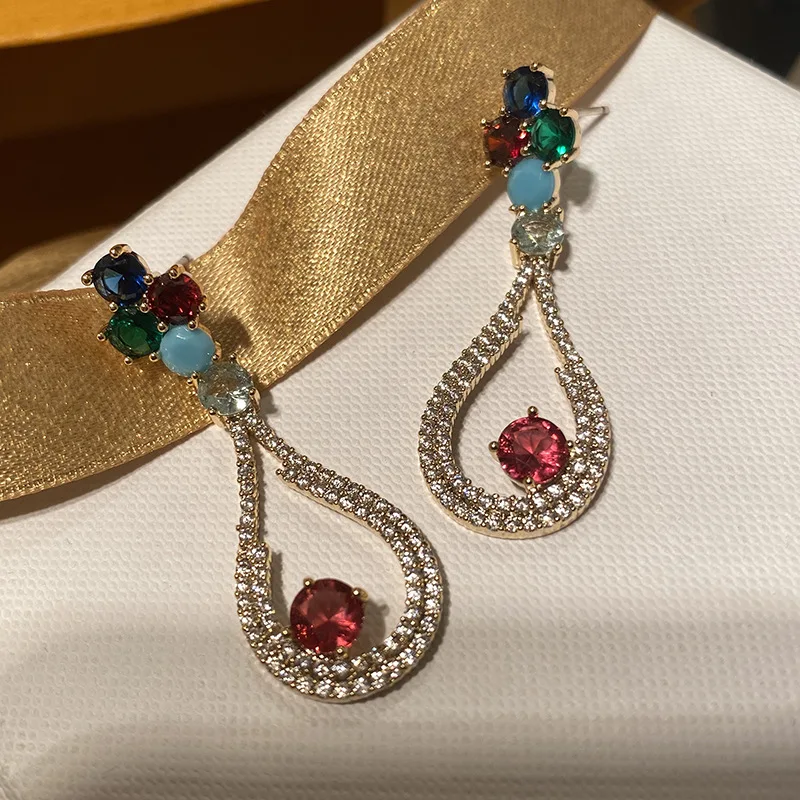 

fashion multicolor cz drop vintage earring for women