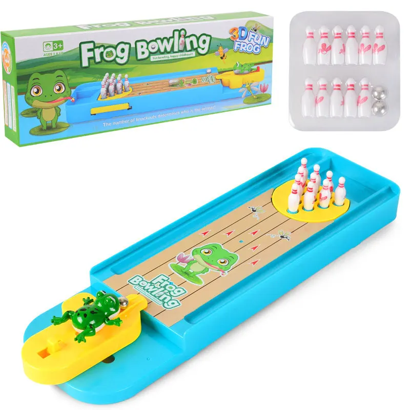 

Kids Desktop Game Toys Mini Frog Desktop Bowling Toy Set Fun Platform Bowling Indoor Parent-Child Interactive Table Sports Games