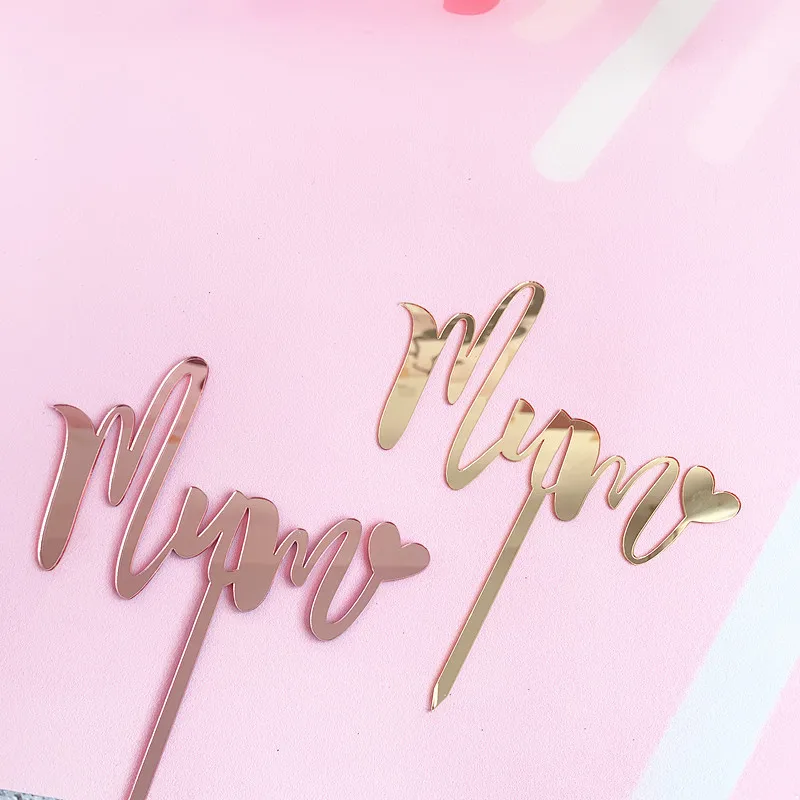 

Acrylic MOM Birthday Cake Toppers Rose Gold Mother's Day Party Cupcake Topper Gifts for Mom Holiday Gift Cake Dessert Decoration