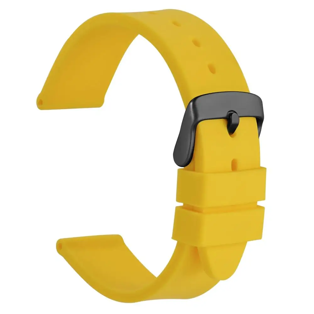 Yellow-Black Buckle WOCCI силиконовый мягкий резиновый спортивный ремешок для часов 18 мм 20 мм 22 мм черный желтый синий Универсальный ремешок для часов Amazfit ремешок Bip - Цвет ремешка: Yellow-Black Buckle