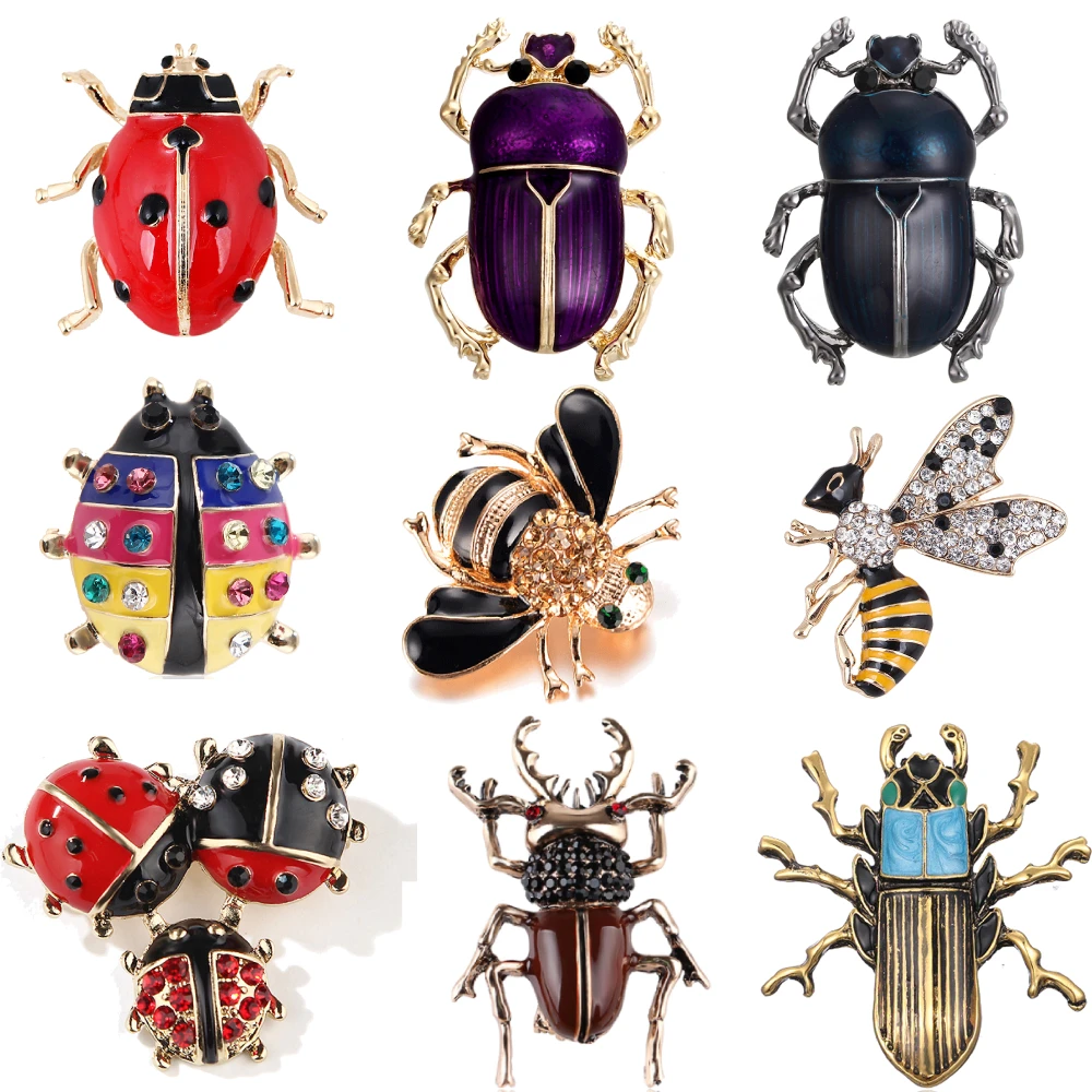 Хрустальные винтажные броши в виде пчелы и божьей коровки для женщин брошь