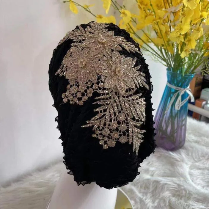 Черный мусульманский мгновенный простой цветок Dec дешевые хиджабы - купить по