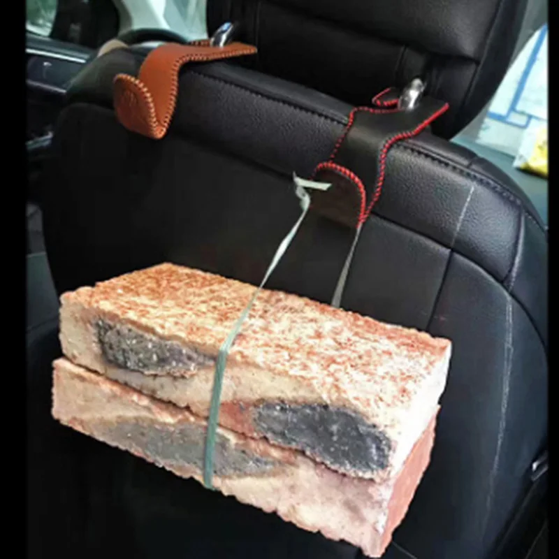 

PU Leather Universal Car SUV Back Seat Headrest Hanger Storage Hooks For Groceries Bag Handbag