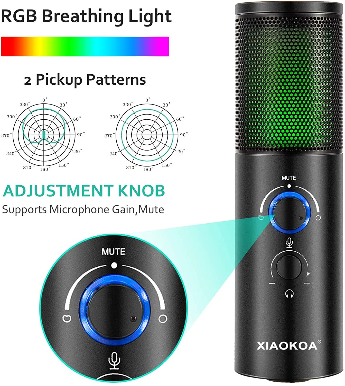 Игровой конденсаторный микрофон RGB USB для компьютера PS4 MAC цветные динамические