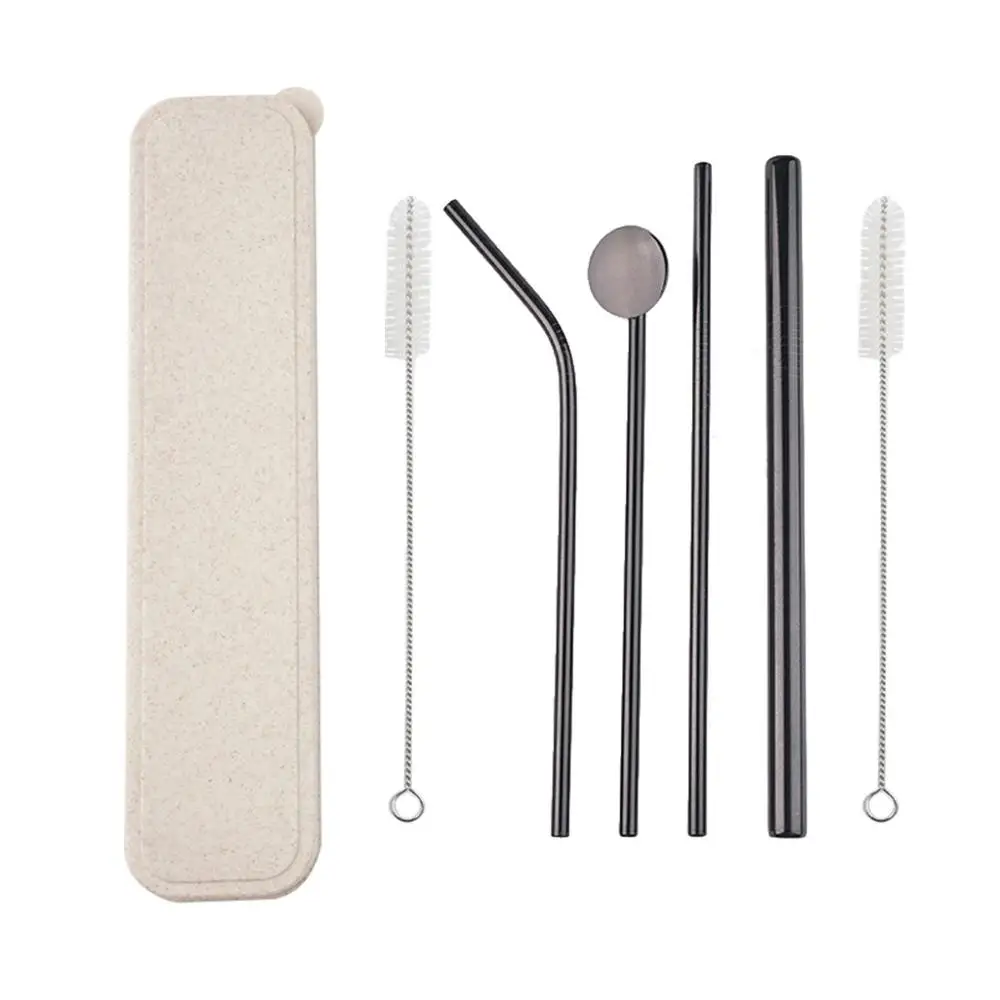 3 шт многоразовые соломинки для напитков из нержавеющей стали с чистящей щеткой