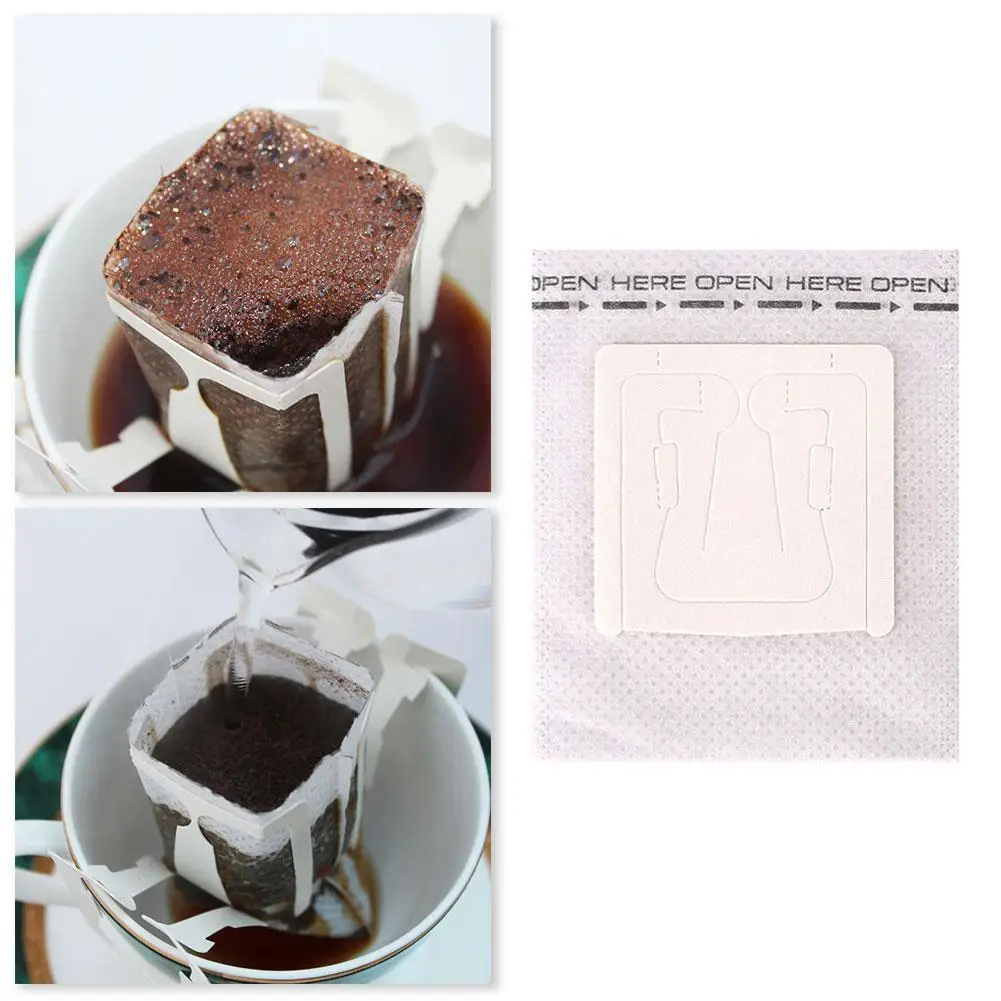 

50Pcs/Pack Disposable Coffee Fliter Bags Portable Hanging Eco-Friendly Paper Bag Ear Coffee Coffee Filters Style For Espres D0V2