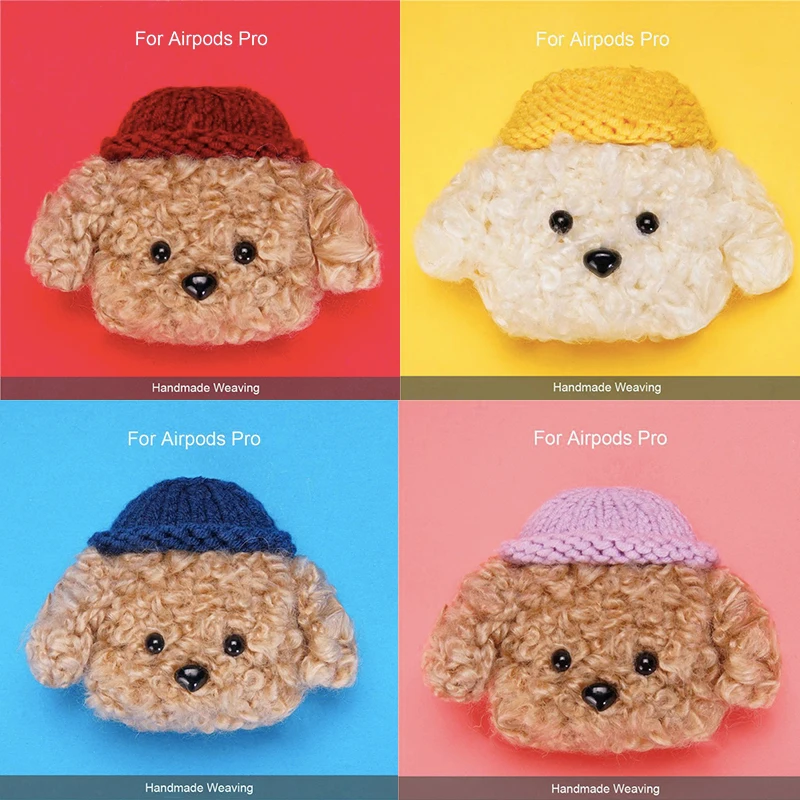 Knitting Plush Teddy Bear Case for Airpods pro Bluetooth Earphone Charge Case Protective Cases Skin Accessories Headphones Case