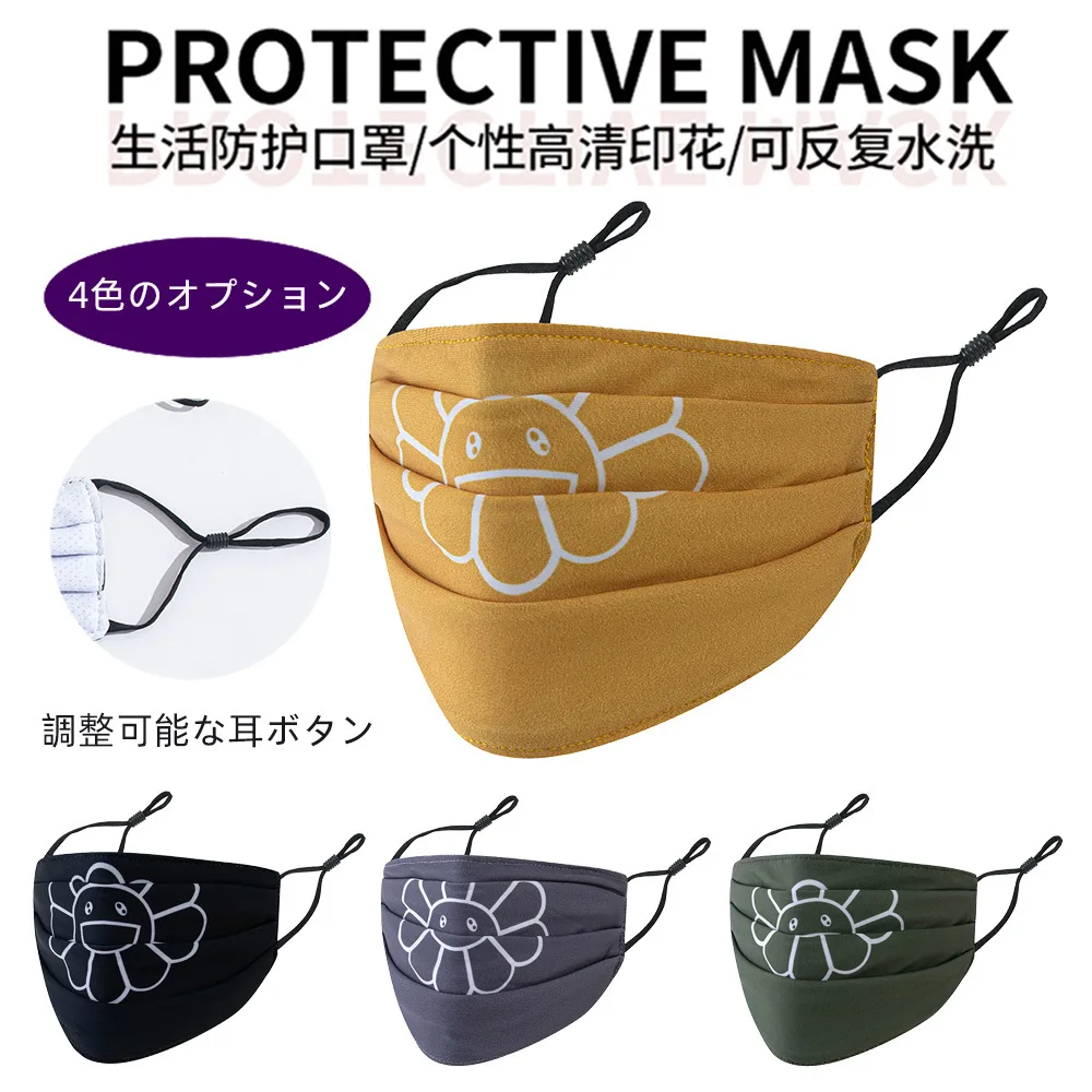 

Adjustable Adult Printed Mouth Mask Breathable Anti Smog Dust-Proof Cotton Face Mask Washable Reusable Unisex Masks