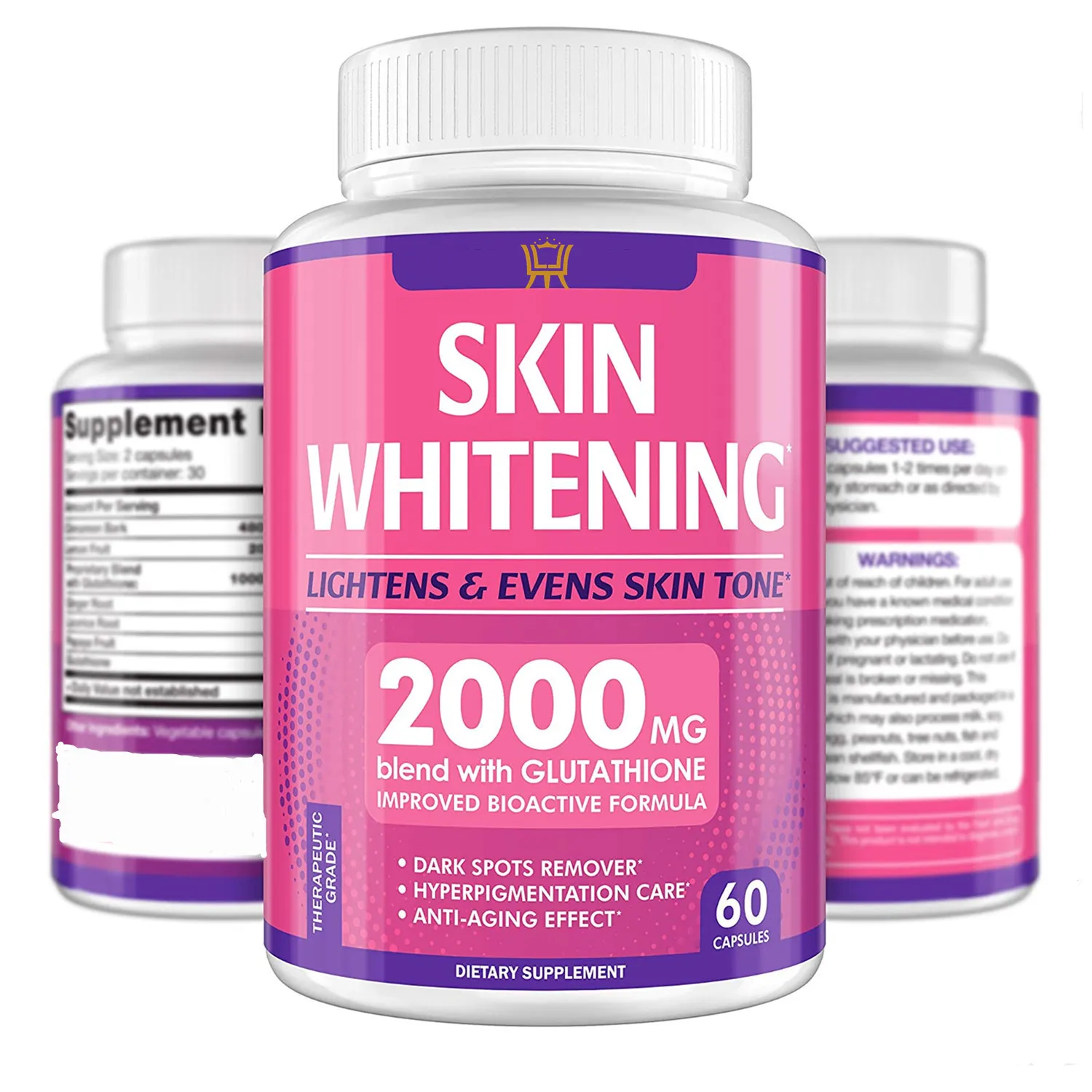 

60PCS Skin Whitening Effect Whitening Sets Glutathione+alpha-Lipoic Acid+Vitamin C Natural Skin Face Body Reducing Melanin