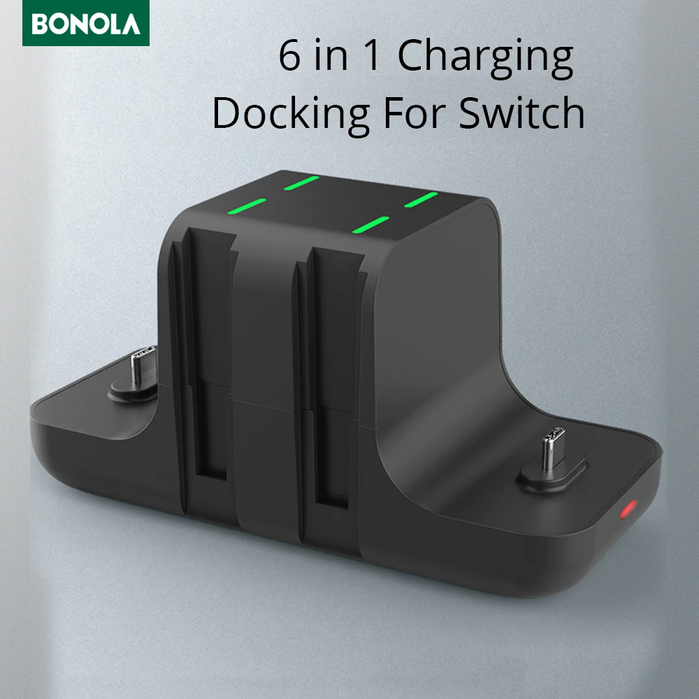 

Зарядная Станция Bonola 6 в 1, док-станция для Nintendo Switch Holder Stand for Switch NS Joy-Con Game 6, игровой слот