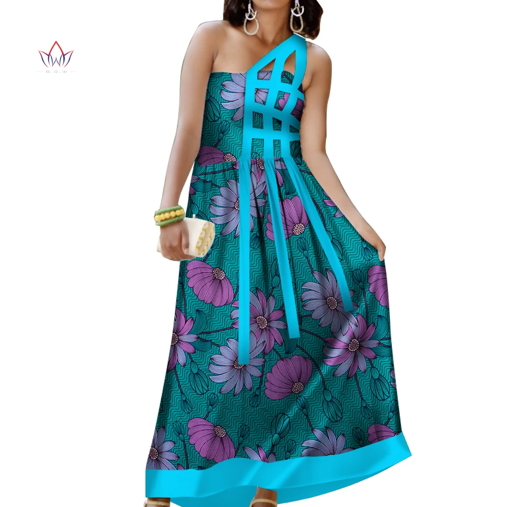

Fashion African Dresses for Women Private Custom Sleeveless Formal Wear Floor-length Sexy Cotton Party Outfit Customized WY220