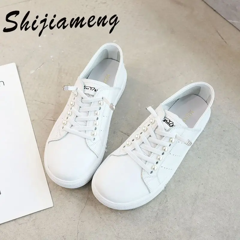 

The first layer cowhide small white shoes 2021 spring new true leather shoes pure color round head low-top casual single shoe