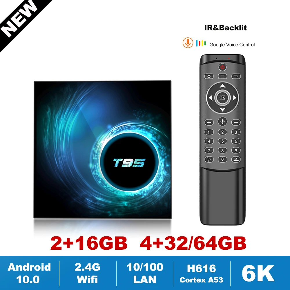 ТВ приставка T95 Android 10 0 H616 четырехъядерный 2 4G Wifi 6K HDR телеприставка Google Voice Смарт