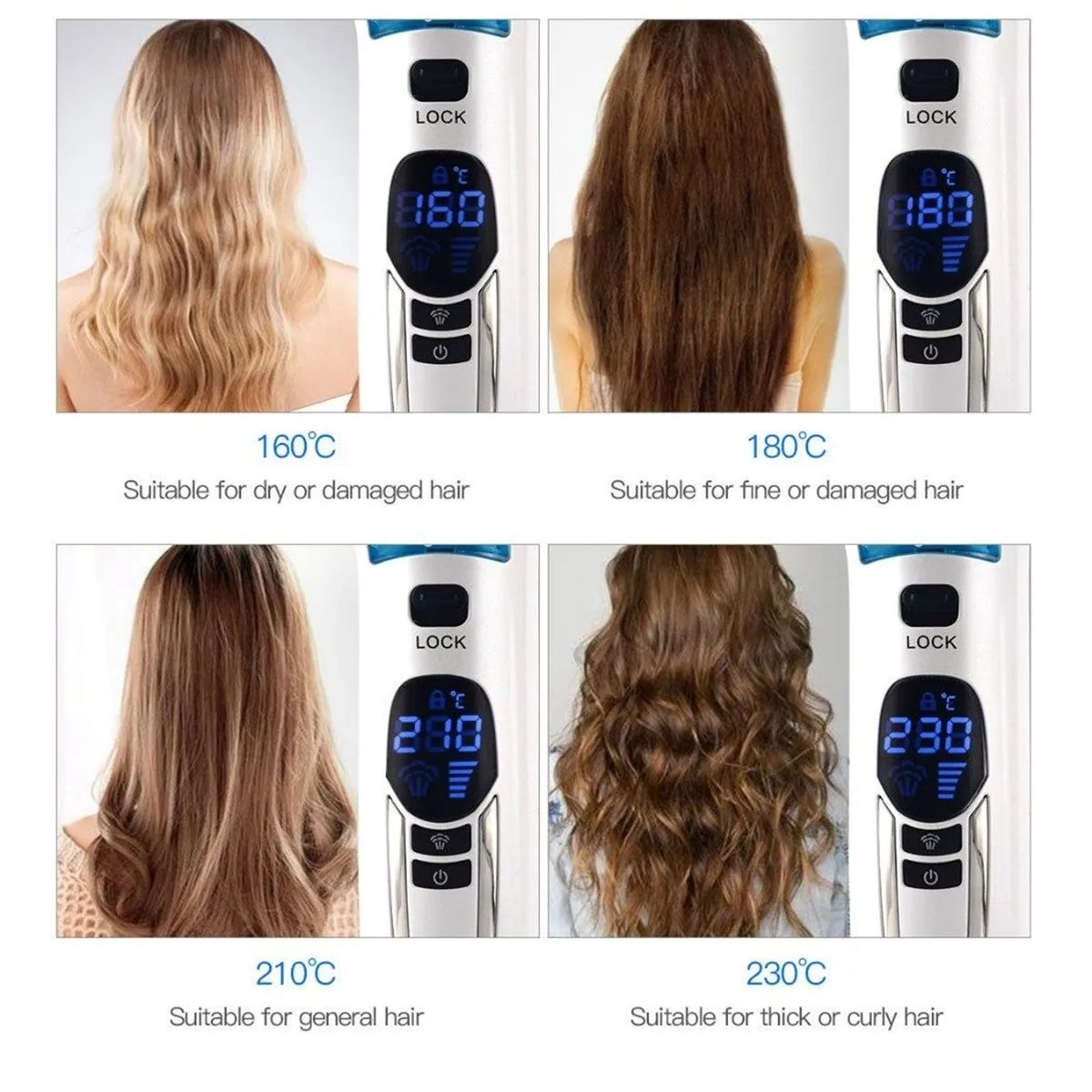 

LCD Electric Steam Hair Straightener Brush Tourmaline Ceramic Flat Iron Professional Electric Hair Comb Fast Hair Straightening