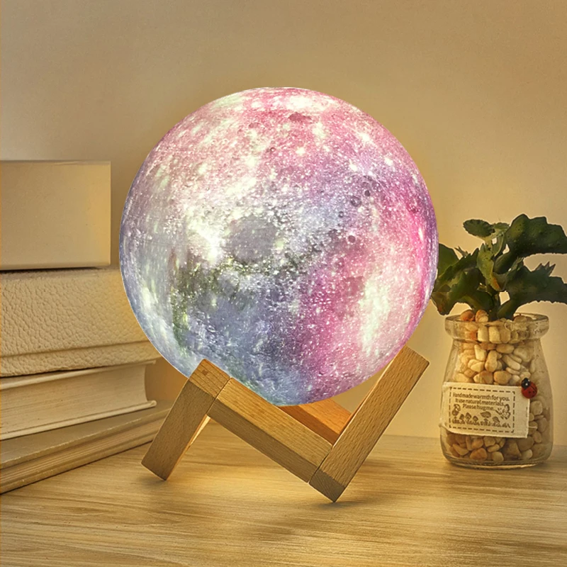 

Moon Lamp 3D Moon Night Light Lamp with Stand Star Galaxy Lamp USB Table Lamp Remote Control 16 Colors for Kids Decor Gift