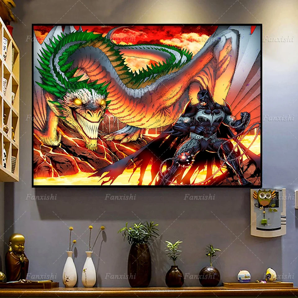 

Batman Vs Joker Dragon Poster Marvel Dark Knight Painting Living Room Decor Canvas Wall Art Print Nordic Home Decor Pictures