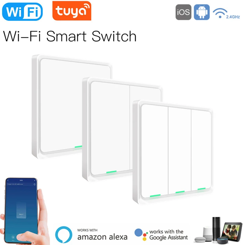 

Умный светильник ель света, кнопочный переключатель с дистанционным управлением через приложение Tuya Smart Life, 10 А, нулевой провод, голосовое у...