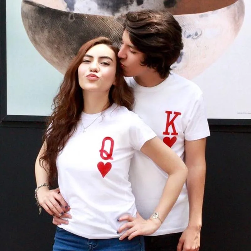 

Q and K heart red LOGO men's and women's t-shirt cotton casual funny t-shirt gifts for ladies and girlfriends top shirts