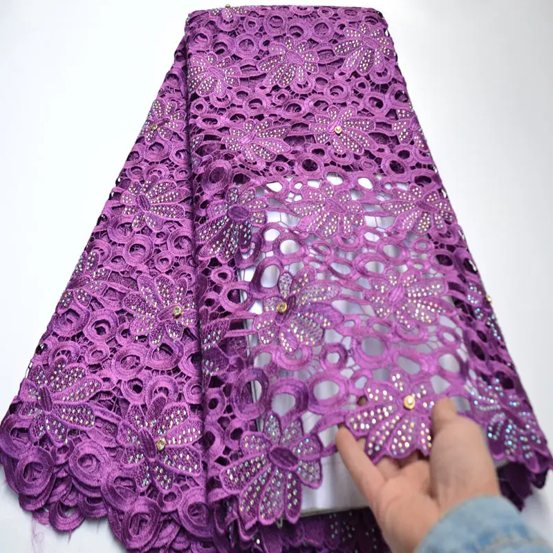 Gorgeous guipure lace fabric 2019 high quality african cord fabrics with stone for wedding party 5yards DG240 | Дом и сад