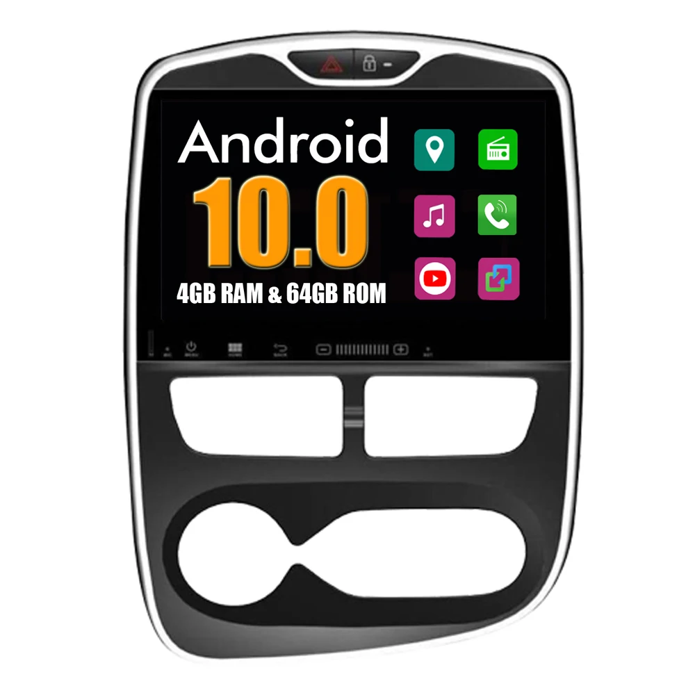 Автомагнитола RoverOne для Renault Clio 2012 2013 2014 2015 / 2016 2017 2018 Android 10 мультимедийный плеер