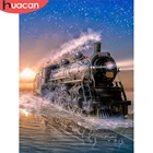 Алмазная вышивка HUACAN, квадратная круглая вышивка крестом, пейзаж, украшение для дома, картина с изображением поезда