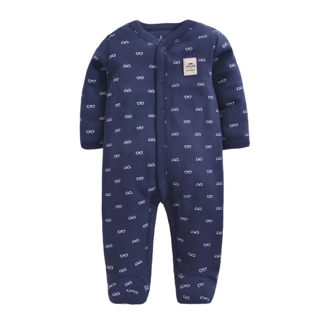 purplish blue Детский хлопковый комбинезон с длинными рукавами для мальчиков, jumsuit, одежда для маленьких мальчиков от 0 до 3 месяцев зимняя одежда для маленьких девочек, комбинезон - Цвет: purplish blue