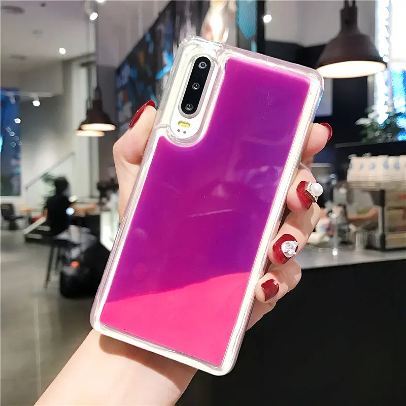Светящийся неоновый чехол с блестками для huawei P30 lite P20 pro mate 20 светится в темноте