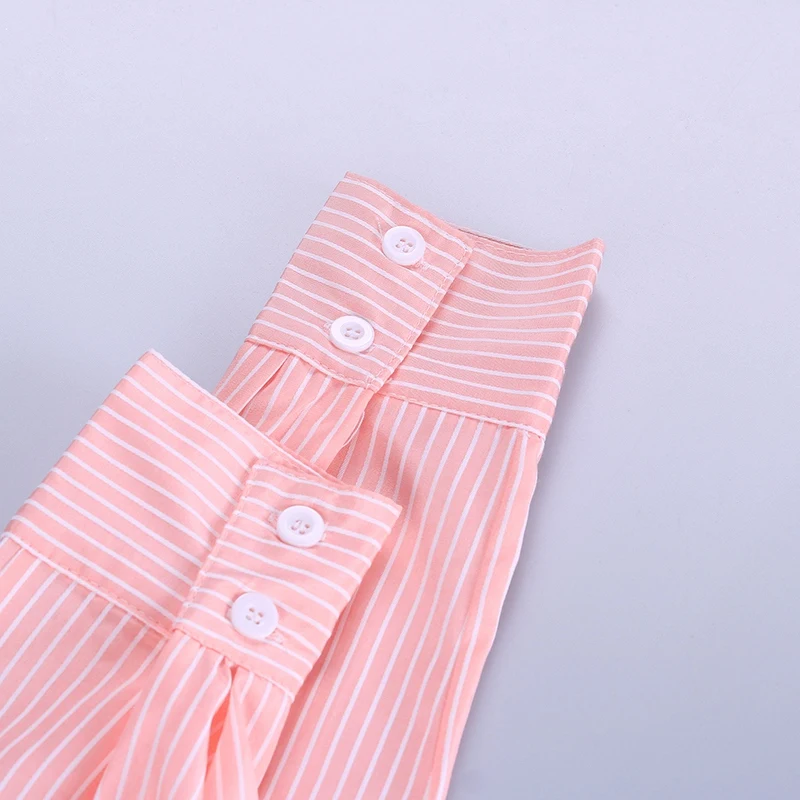 

Casual Fashion Women Shirt Hot Stripe Long Sleeve Shirt And High Waist Casual Short Pant Women 2 Piece Set YUJH1
