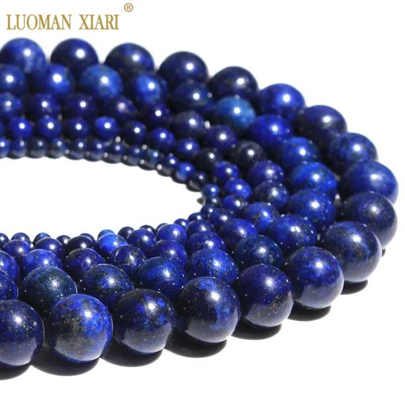 

Wholesale Natural Stone Beads Round Loose Lapis Lazuli For Jewelry Making Diy Bracelet Necklace 4 /6/8/ 10/ 12mm Strand 15''