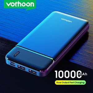 vothoon power bank 10000mah 2 usb portable charging powerbank external battery portable powerbank for iphone 12 samsung xiaomi free global shipping