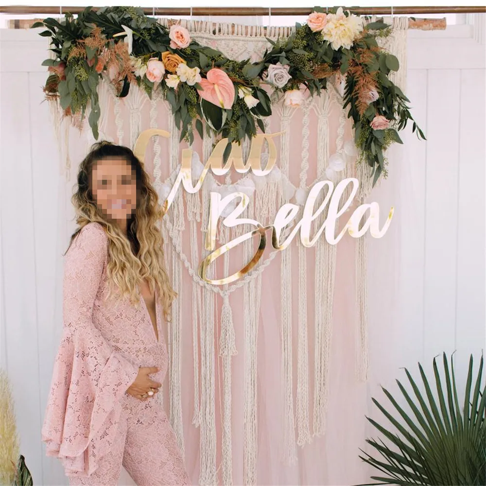 

Personalized Baby Name Sign Laser Cut Baby Showe Birthday Party Accessory Newborn Baby Party Wall Decoration Photographic Props