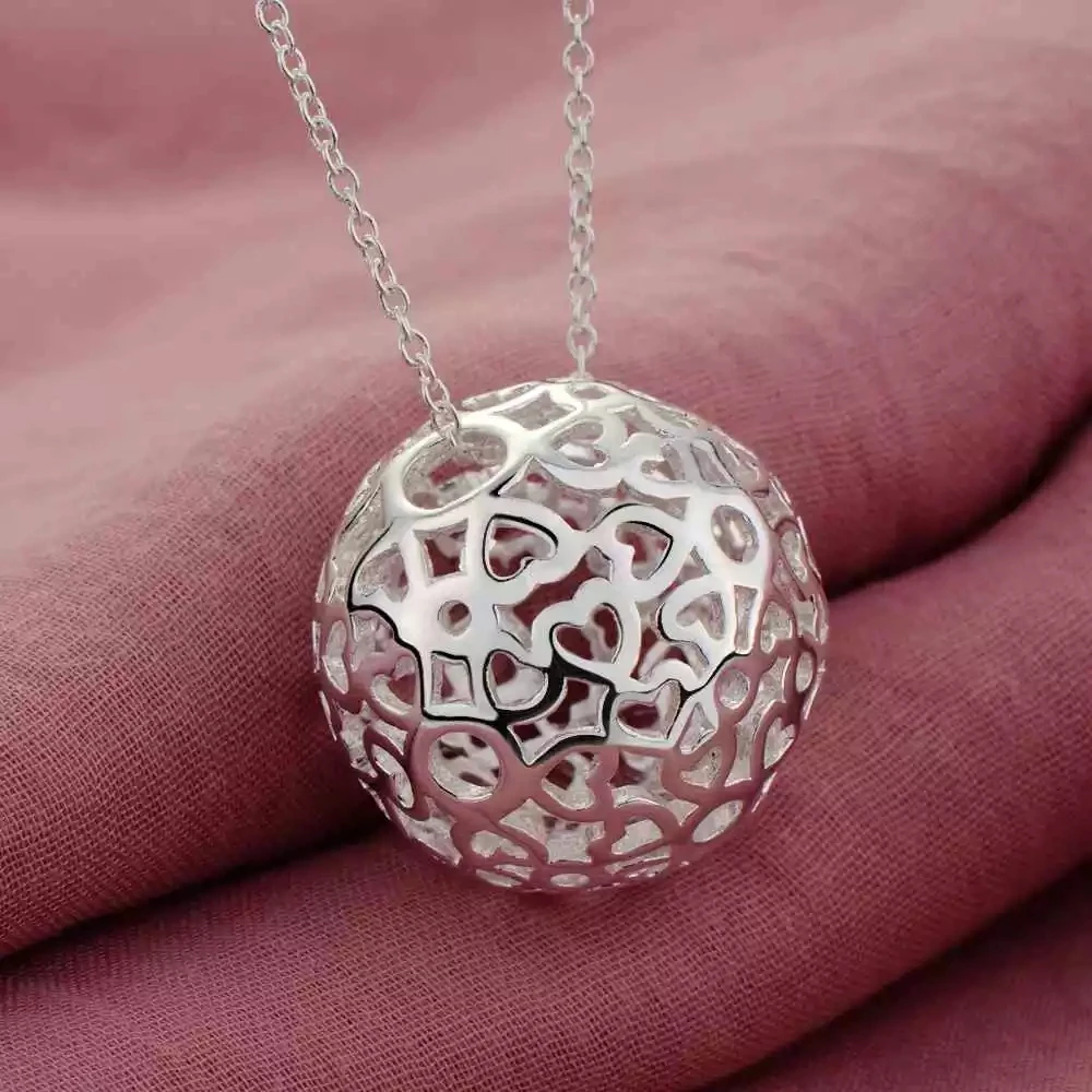 

Женское ожерелье из серебра 925 пробы с подвеской-шариком