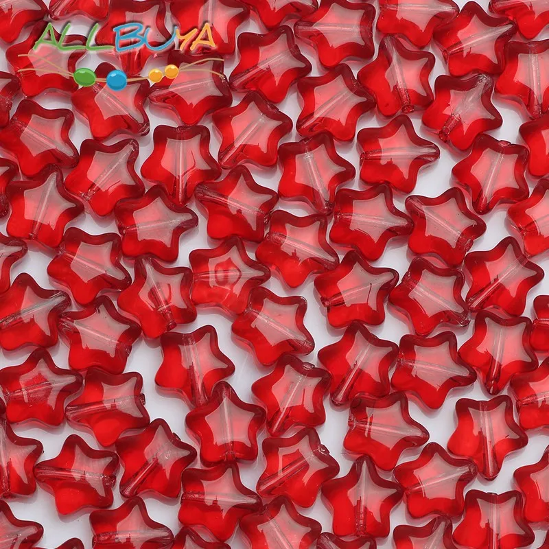 Красные прозрачные бусины из чешского стекла в форме звезды гладкие хрустальные