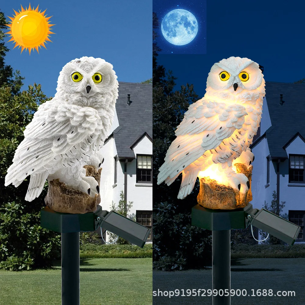 

Hot sale owl solar lawn light resin ground plug light waterproof courtyard garden villa decorative landscape light