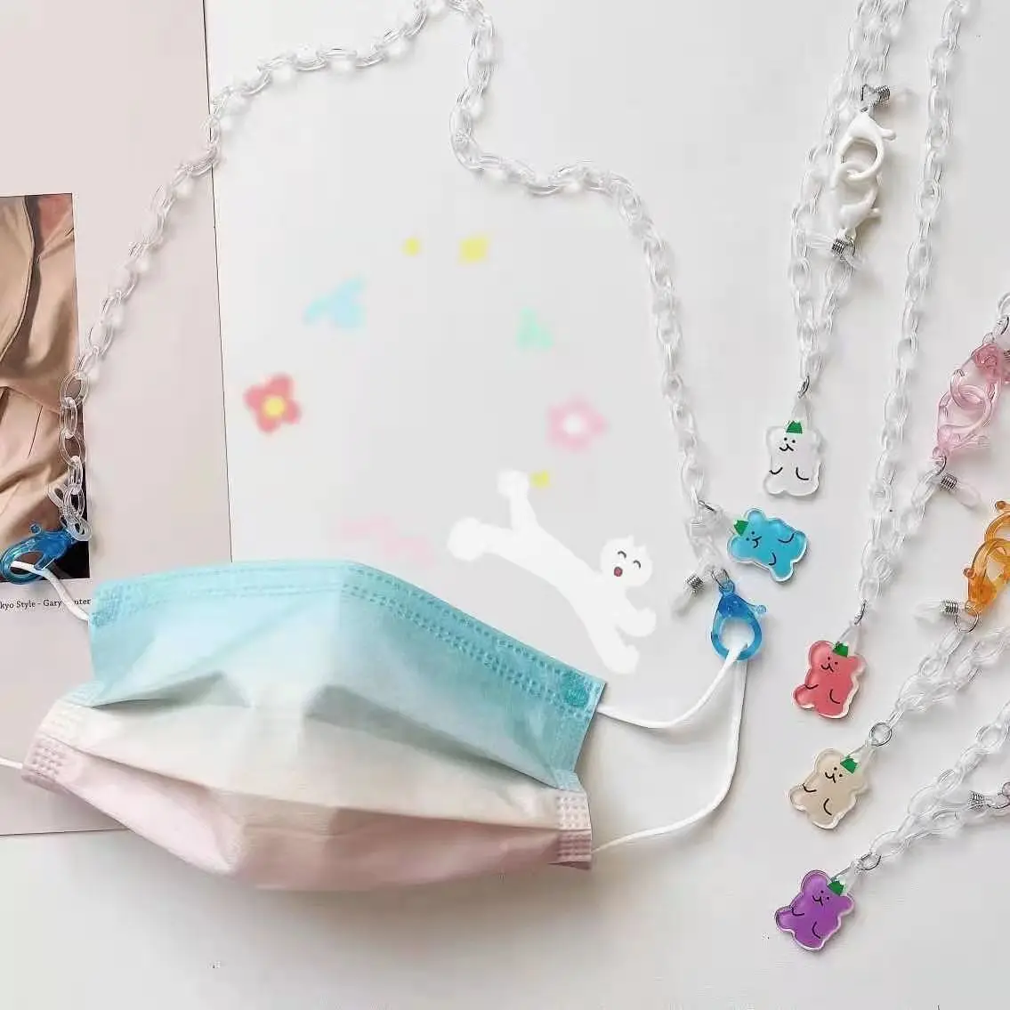 

New Candy Color Cartoon Bear Lanyard Mask Chain Glasses Mask Belt