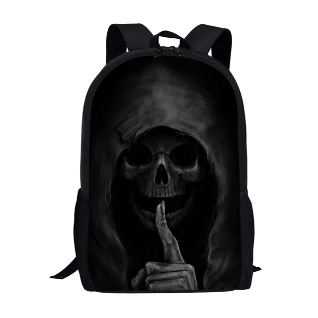Черный дизайнерский школьный рюкзак Funk с черепом, классные Брендовые повседневные сумки на плечо с 3D-принтом для подростков, 16 дюймов, ранец...