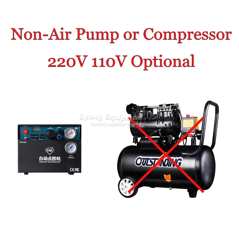 

TBK 300W fluid dispenser auto glue dispenser built-in air compressor solder paste liquid controller 220V 110V