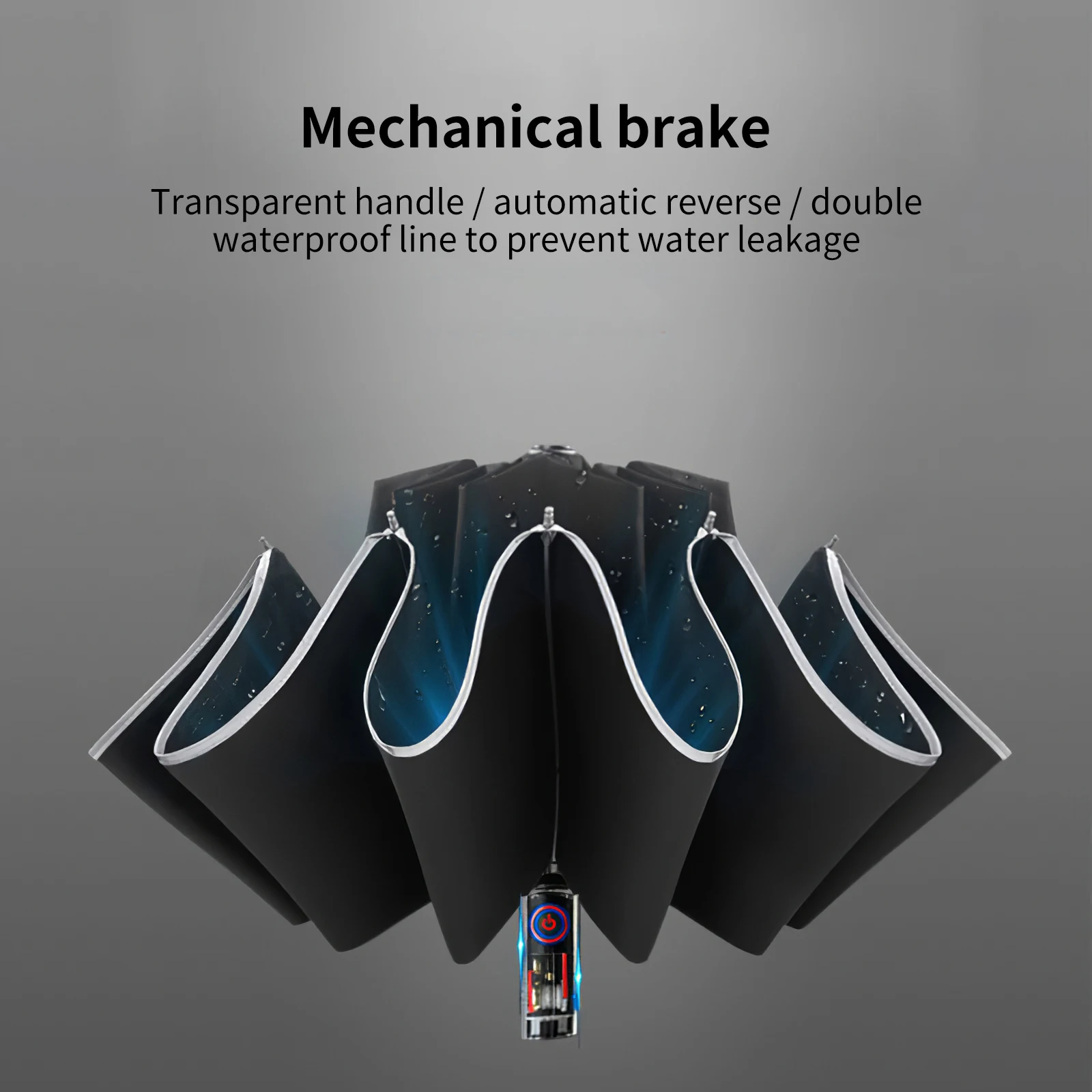 

Windproof Umbrella Mechanical Folding Umbrella Fully Automatic Ten-Bone Umbrella Reverse Umbrella Collapsible Transparent Handle