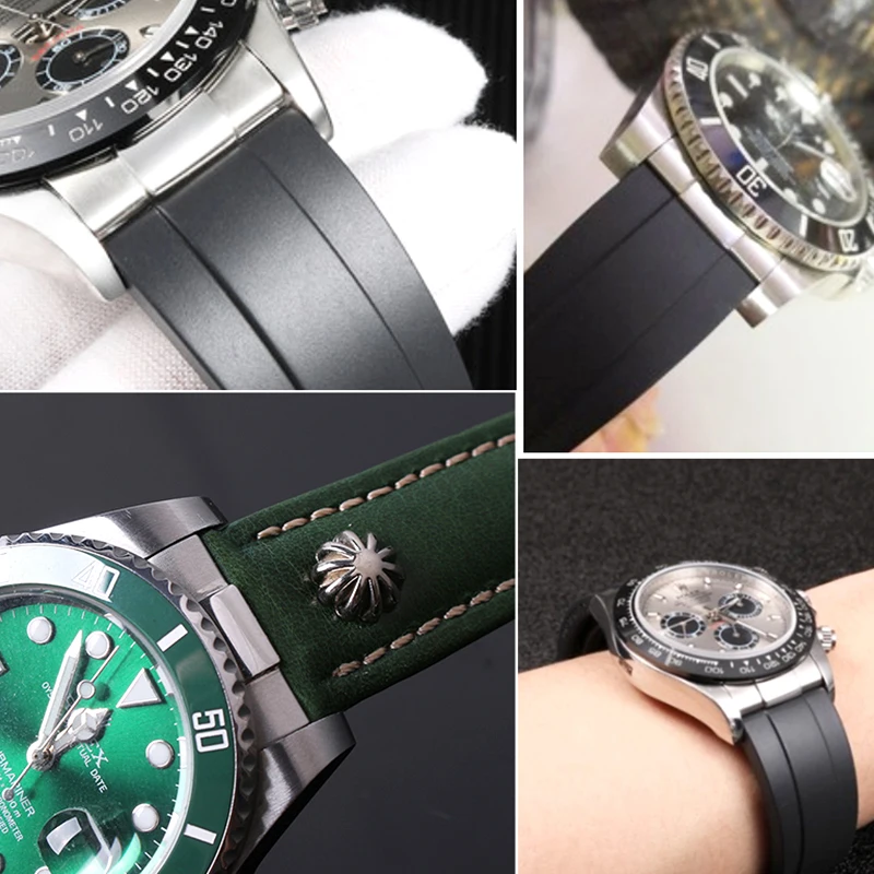 

Men's Wristwatch Strap Endlink for 21mm 20mm Watch Strap Bracelet Curved End Link Endlink For Daytona Submariner Rubber Leather