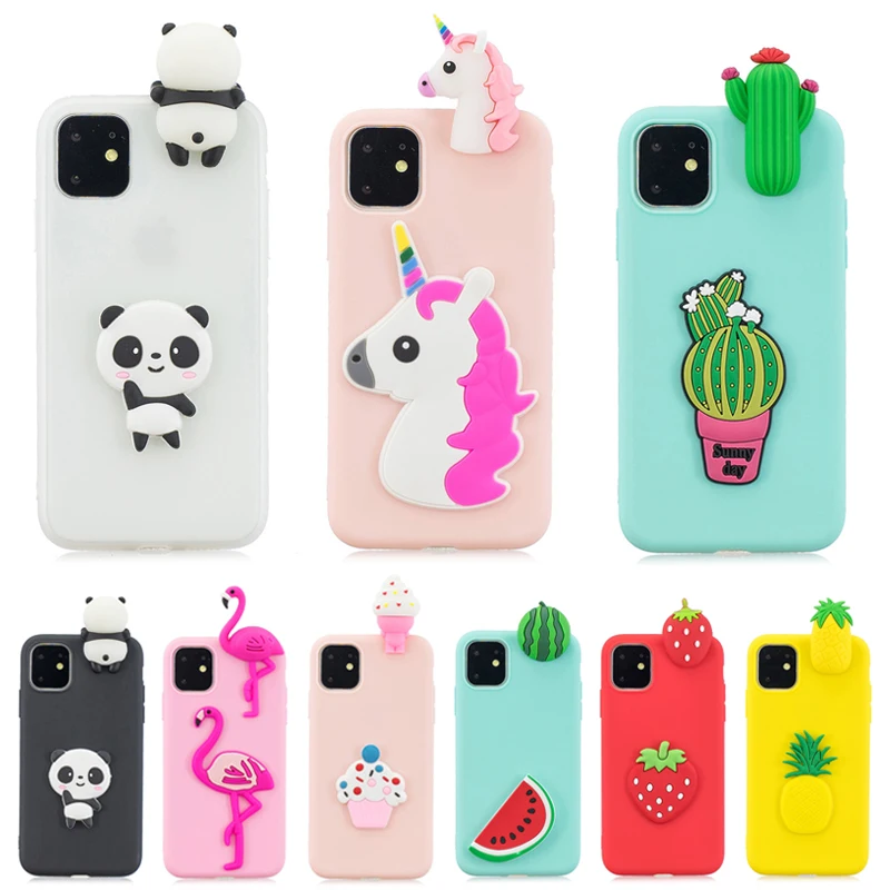 Чехол для iPhone 11 с 3d изображением единорога панды кактуса ананаса Мягкий