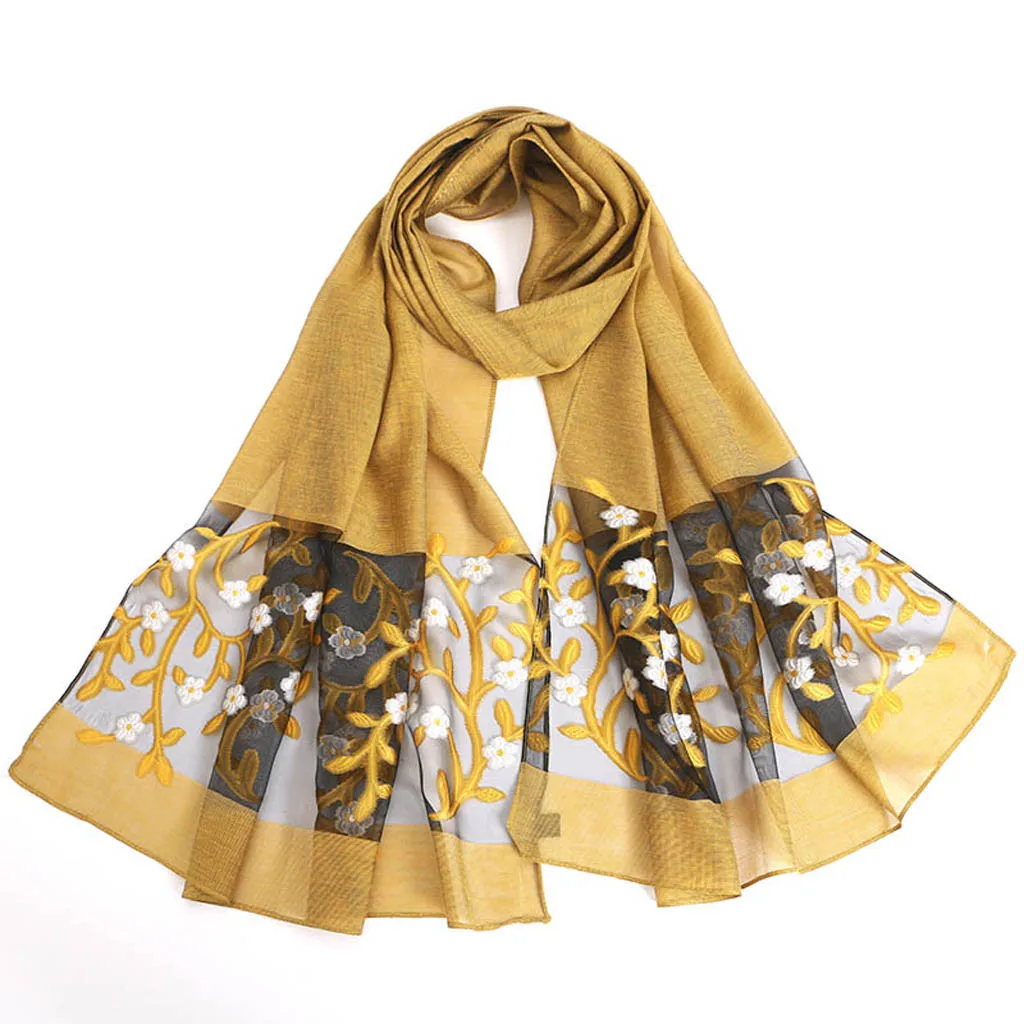Ladies Scarves Women Flowers Printed Colorful Long Wrap Shawl Chiffon Scarf Female Hijab Autumn And Winter 19Nov05 |