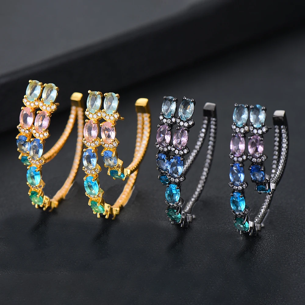 

GODKI Jimbora Charms Micro Zircon Clear Crystal CZ Drop Earrings For Women Bridal Wedding Ear Earrings pendientes mujer moda