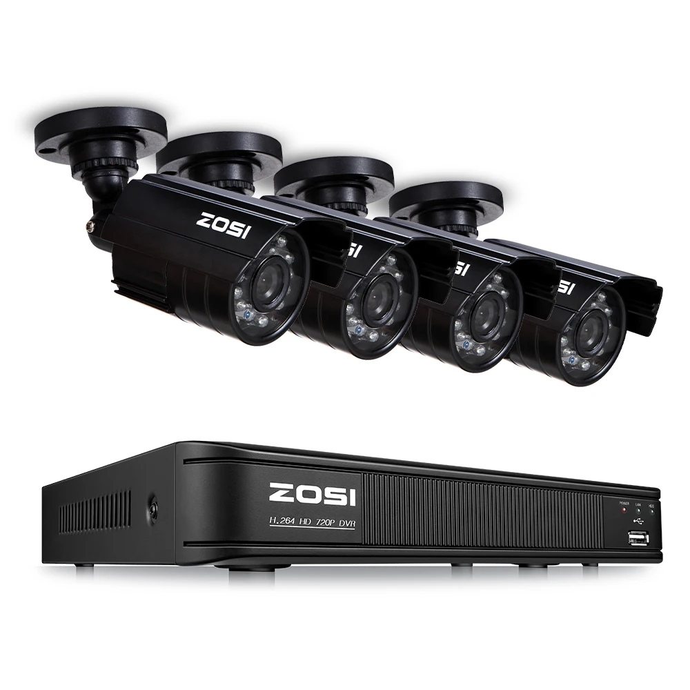 Black 2 ZOSI 8 канальный 720P камера безопасности Система 1080N DVR перезаказ с HD 1280TVL наружная CCTV купольная камера - Цвет: Black 2