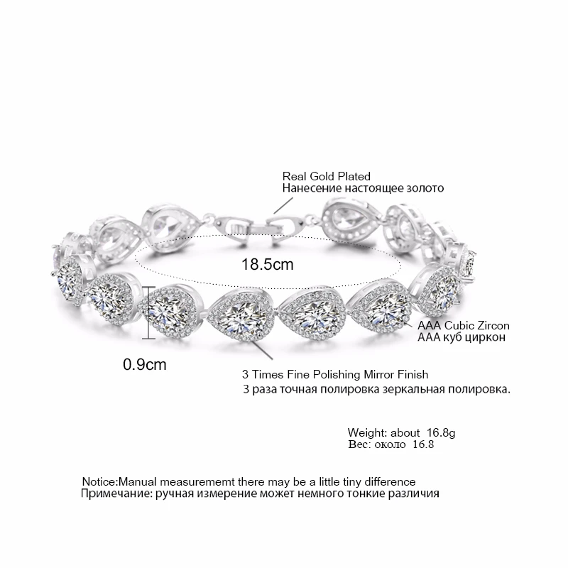 RAKOL классический AAA капли воды кубический циркон браслет для женщин розовое