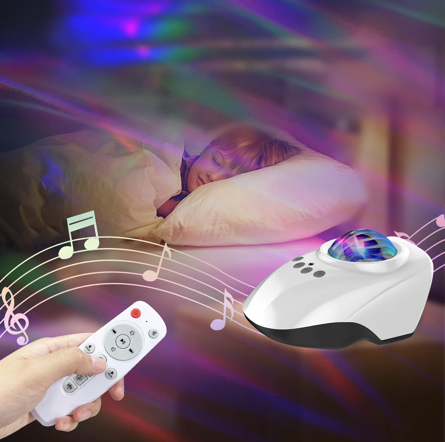 

Star Projector Galaxy Night Light Romantic Projection With Remote Control Bluetooth Speaker And White Noises For Kind Bedroom #