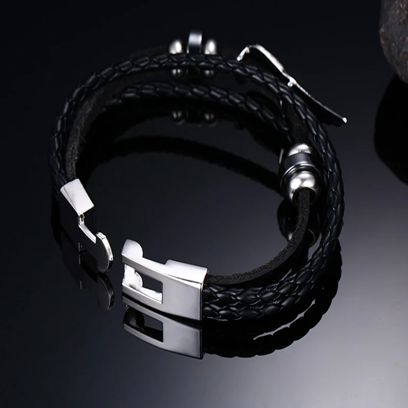 Korean Version Of Stainless Steel Accessories Multi-layer Braided Leather Angel Wings Bracelet Fashion Small Jewelry For Men | Украшения и