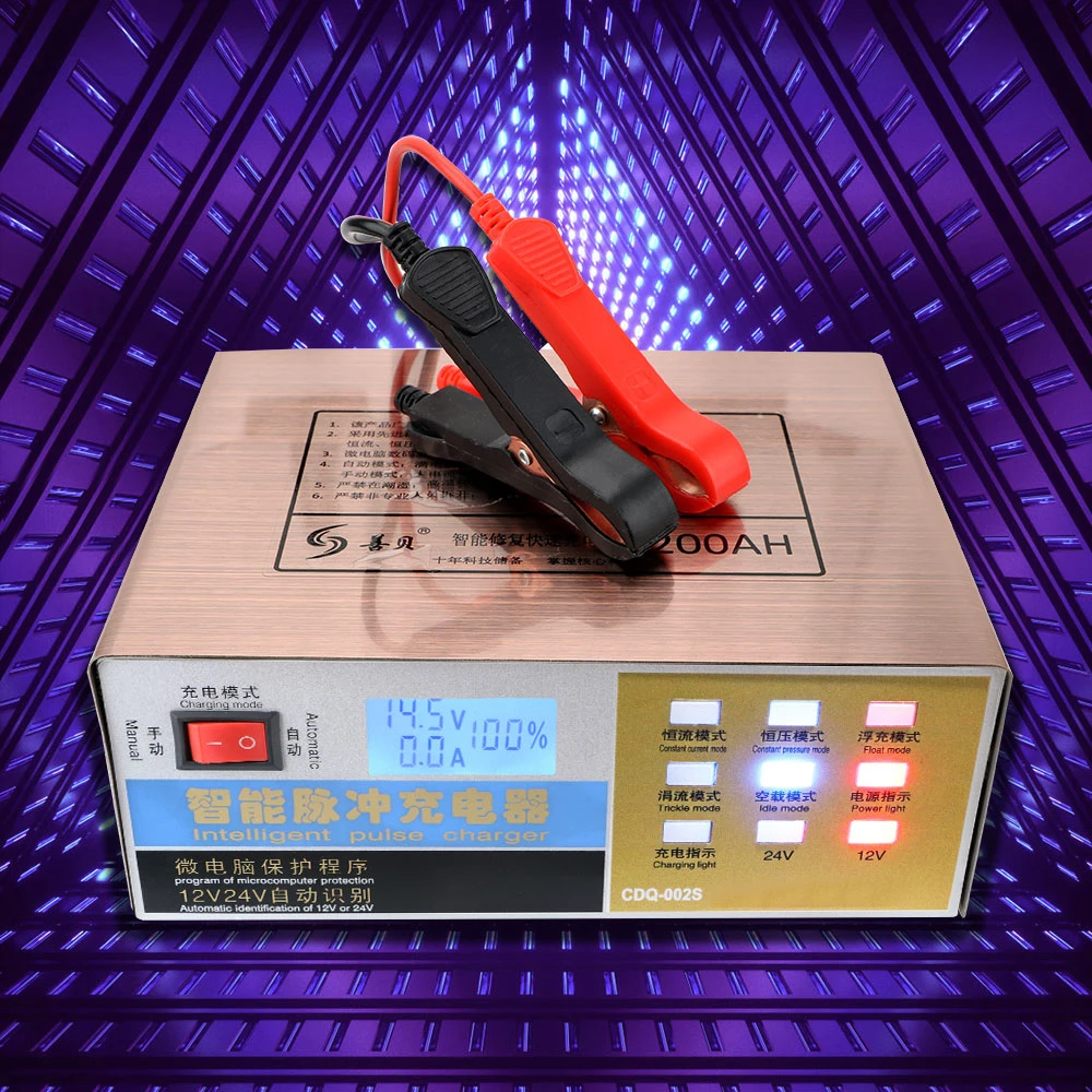 

US/EU Plug 12V/24V Truck Motorcycle Charger Full Automatic Intelligent Pulse Repair Digital LCD Display Car Battery Charger